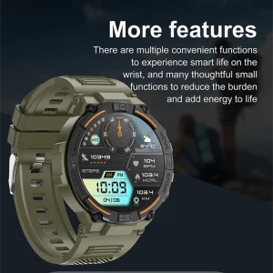 Smartwatch Military Men 360*360 HD Screen Flashlight Health Monitor Waterproof Heart Rate BT Call Smart Watch