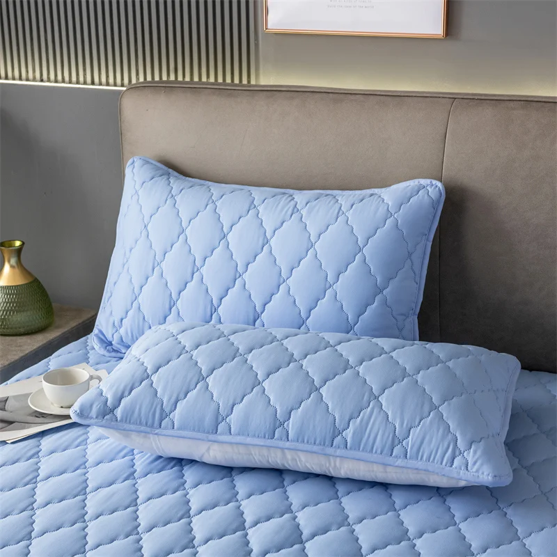 Brushed Cotton Padded Waterproof Pillowcase - Single Piece / 2-Piece Set Soft Breathable Pillow Cover for Bedroom Bed - Image 3