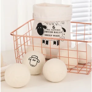 "6pcs Eco-Friendly Wool Dryer Balls - Natural Fabric Softener, Reduce Static & Shorten Drying Time- Chemical-Free"