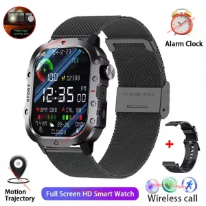2026 Rugged Military Smart Watch Men's Watch 2.01Inch HD Touch Screen Voice Bluetooth Call LED Flashlight Outdoor Smartwatch Man