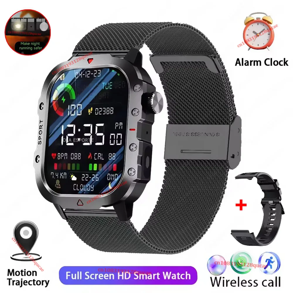 2026 Rugged Military Smart Watch Men's Watch 2.01Inch HD Touch Screen Voice Bluetooth Call LED Flashlight Outdoor Smartwatch Man - Image 10