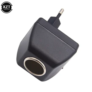 1PC AC Adapter with Car Socket Auto Charger EU Plug 220V AC To 12V DC for Car Electronic Devices Use At Home