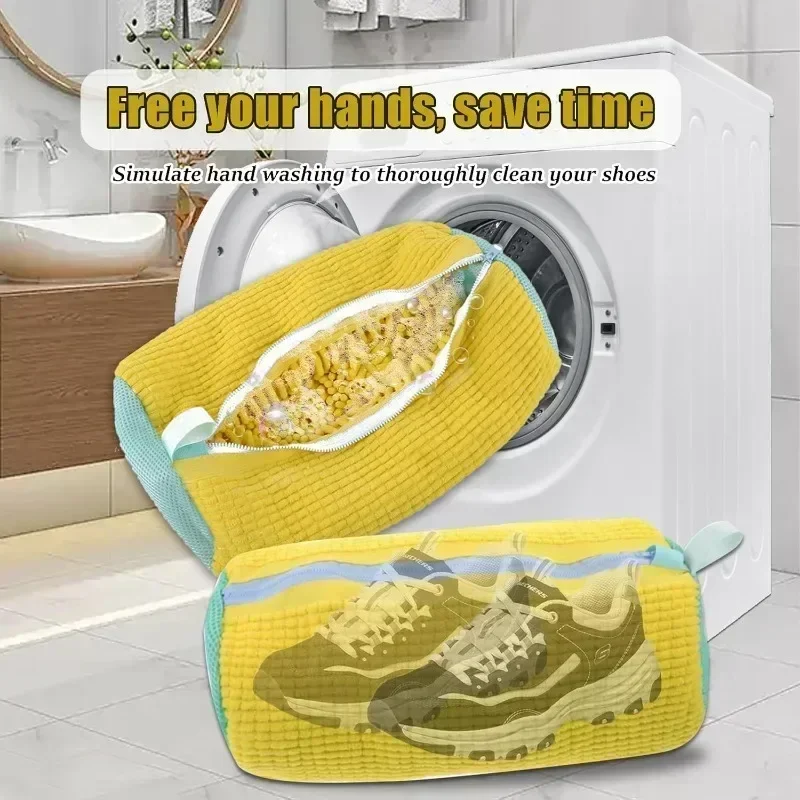 Machine Washable Shoe Washing & Drying Bag with Soft Fiber - Durable Polyester Laundry Protector for Shoes Adjustable Strap - الصورة 2