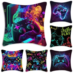 Cool game handle printed pillowcase, bedroom room decoration, game hall sofa chair cushion cover, decoration