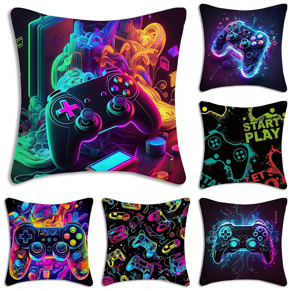 Cool game handle printed pillowcase, bedroom room decoration, game hall sofa chair cushion cover, decoration