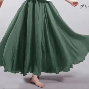 28-Color Mori Girl Literary Cotton Linen Dress Elastic Waist A-line Expansion Skirt Solid Color Ethnic Style Women Long Skirts