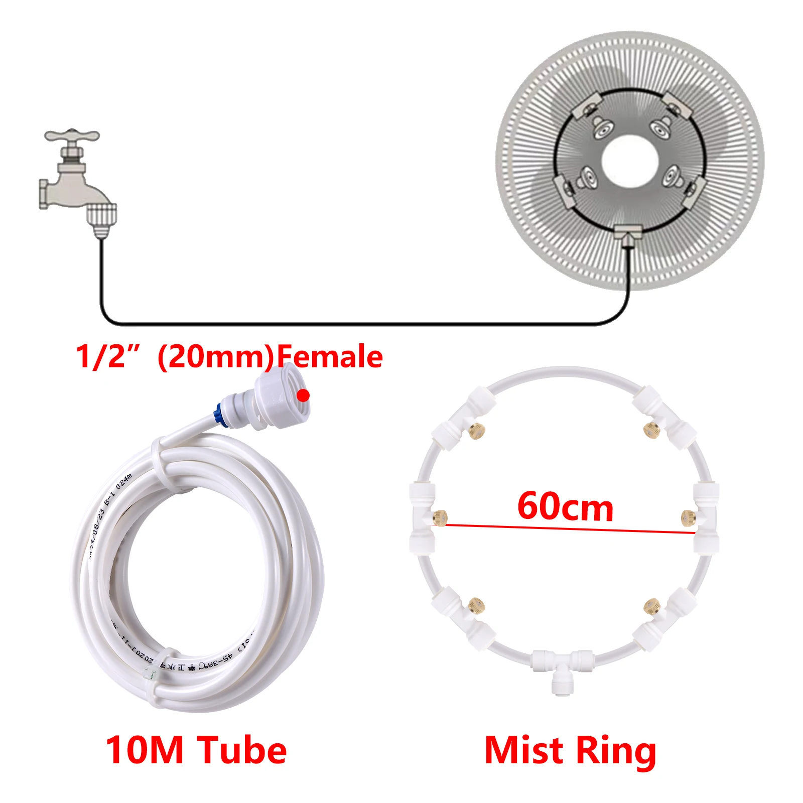 Outdoor Misting Cooling System 3/6/10m Garden Patio Terrace Balcony Drop Temperature Nebulizer DIY Fan Cooler Fog Sprayer - الصورة 6