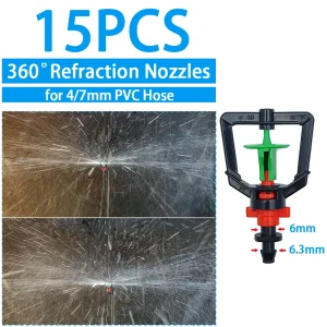 WUJIE Greenhouse Watering Sprinkler Dripper Drip Irrigation Garden Adjustable Mist Emitters Stake Micro Spray Rotating Nozzle
