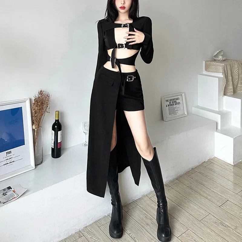 Gothic Skirts Goth Dark Techwear Patchwork Sexy Mini Women Grunge Irregular Hem High Waist Cargo Skirt Hip Hop Black Summer 2023 - الصورة 5