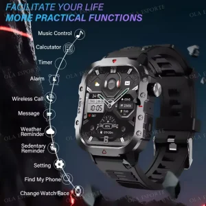 Outdoor Sports Smartwatch New 2025 2.01 inch HD Screen LED Flashlight Bluetooth Talking Smart Watch for Men Women Holiday Gift