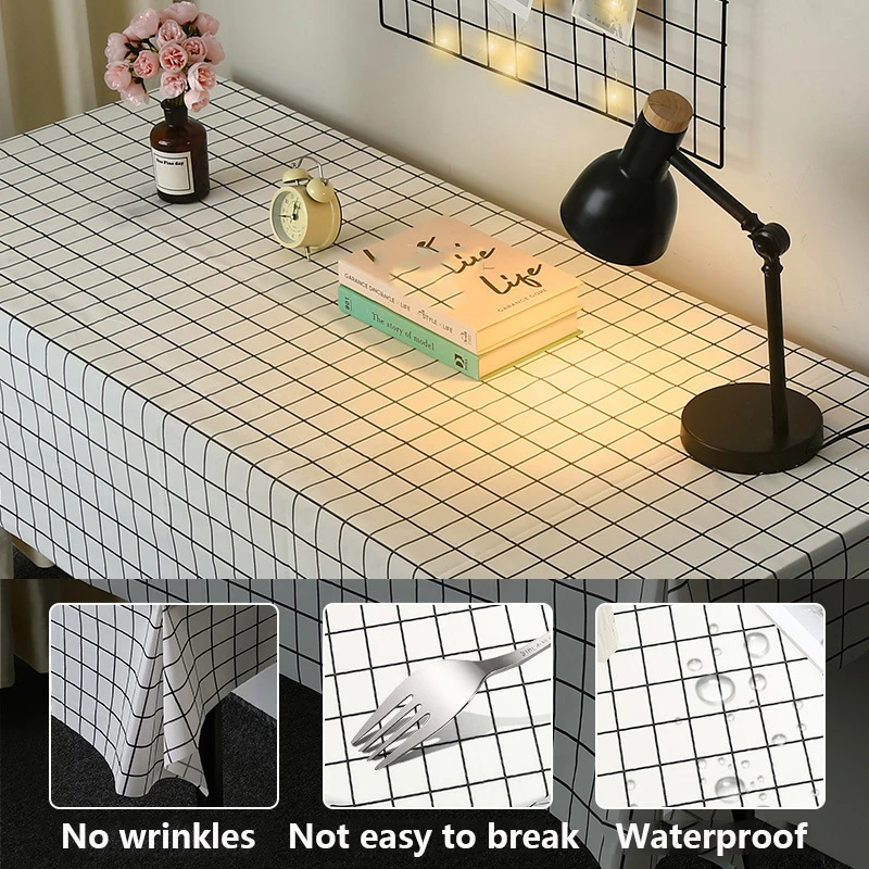 Simple checkered tablecloth, waterproof and oil-resistant tablecloth, home living room coffee table, placemat and tablecloth
