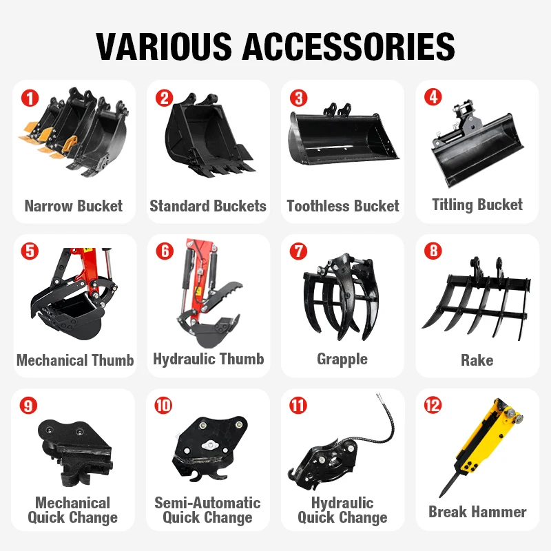 Mini excavator mini digger 1 ton excavator fast delivery digger CE/Euro 5 Kubota engine excavator 1.6 ton home digger customized - الصورة 6