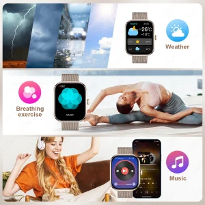 LIGE 2.01” HD Screen Custom Watch Face Smart Watch Women Waterproof Sport Ladies Watches BT Call Health Monitor Women Smartwatch