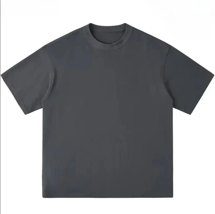 300g Thick Combed Cotton Round Neck T-shirt, Solid Color Loose Fit Simple and Casual Basic Style Suitable for Both Men and Women - Image 11