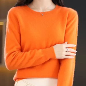 Women 100% Merino Wool Sweater O-Neck Long Sleeve Cashmere Knitwear Pullover Aliselect Fashion Autumn Winter Clothing Tops