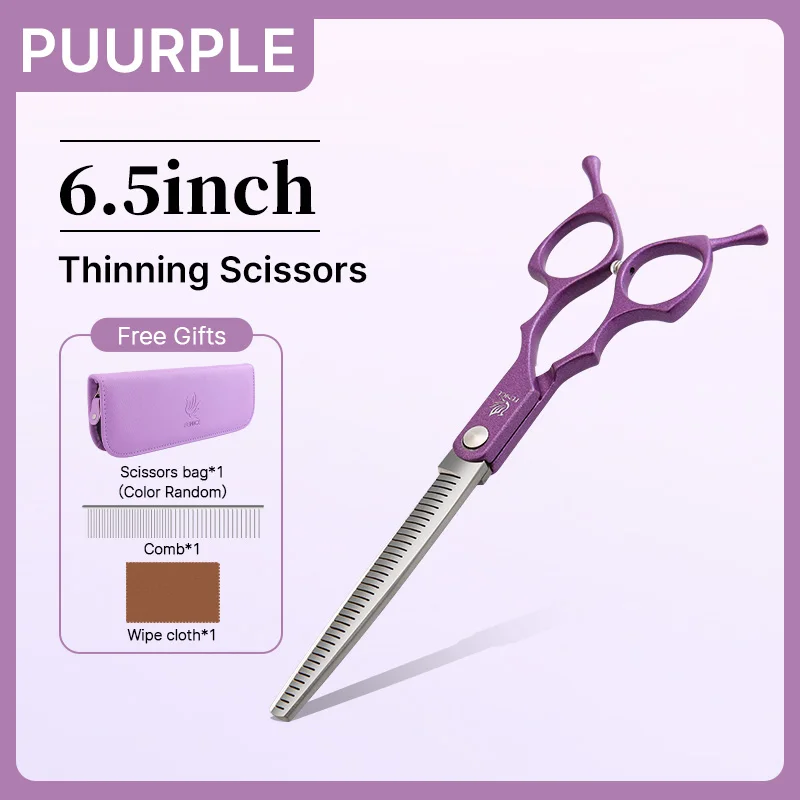 Fenice 6.5 Inch Colorful Straight Curved Thinning Chunker Shears Beginner Friendly Scissors Kit for Practice &Home Groomer Us - الصورة 12