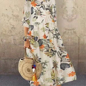 Women's Summer Short Sleeve Sundress ZANZEA Woman Floral Printed Dress Bohemian Elegant Casual Oversized  Holiday Long Dresses