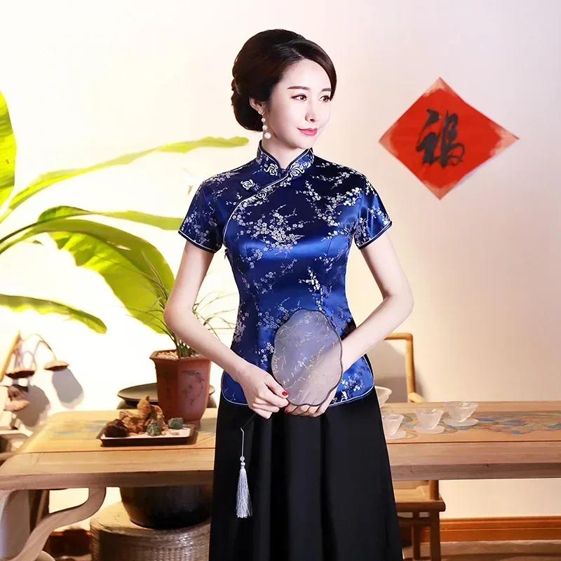 Elegant Ethnic Style Streetwear Cheongsam Qipao Tees Fashion Clothes Tshirts Vintage Shirts for Women Y2k Tops Women Clothing - الصورة 8