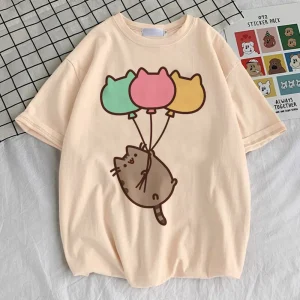 Pusheen shirt teen Y2k 2000s Graphic Retro 80s kawaii t shirt Digital University Vintage harajuku Grunge hip hop