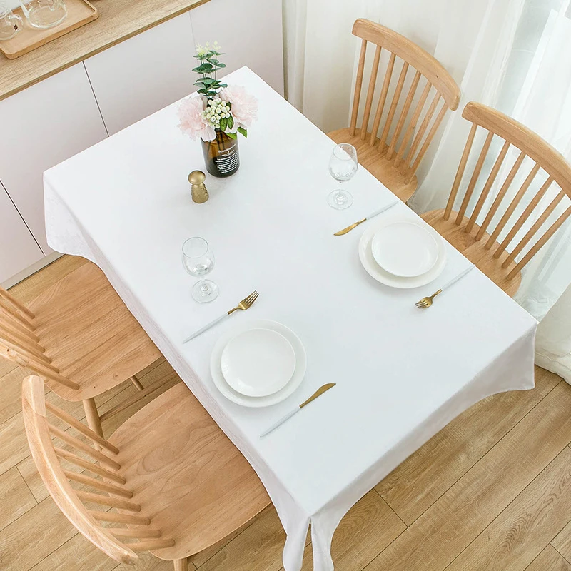 white tablecloth home dinner party oversized table cover wedding banquet outdoor party cover hotel decoration tablecloths - الصورة 2