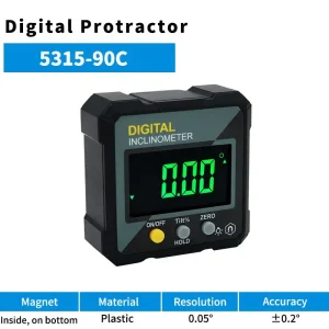 SHANHR New Angle Protractor 360 Degree Mini Electronic Digital Protractor Inclinometer Angle Finder Gauge Measurement Box