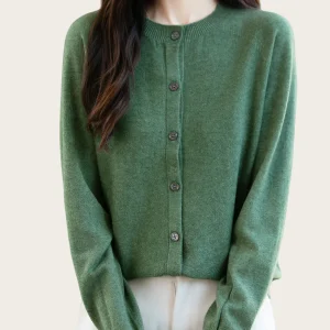 Classic Merino Wool Woman Sweater Basic Female Autumn Winter Knitted Cardigan Elegant Ladies Cashmere Long Sleeve Clothing Tops
