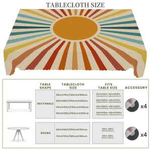 1 Piece of Bohemian Theme Tablecloth, Moroccan Retro Country Farmhouse Style, Colorful Sun Pattern Design, Suitable for Camping Picnic, Holiday Party, Garden Birthday Party Decoration, Kitchen Accessories, Restaurant Terrace, Indoor and Outdoor Tablecloth, Perfect Gift for Friends, Multiple Sizes Av