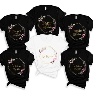 French Girls Team Future Bride T-shirt Wreath Graphic Tees Bridal Wedding Tops Single Farewell Bachelorette Party EVJF Tshirt