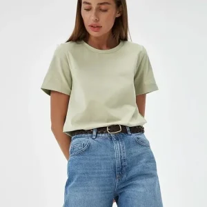 Bornladies Summer 100% Cotton Women's T-shirt Bottoming Basic Fashionable Solid Lady Short Sleeve Loose Tops Shirts 230g/㎡ Tops