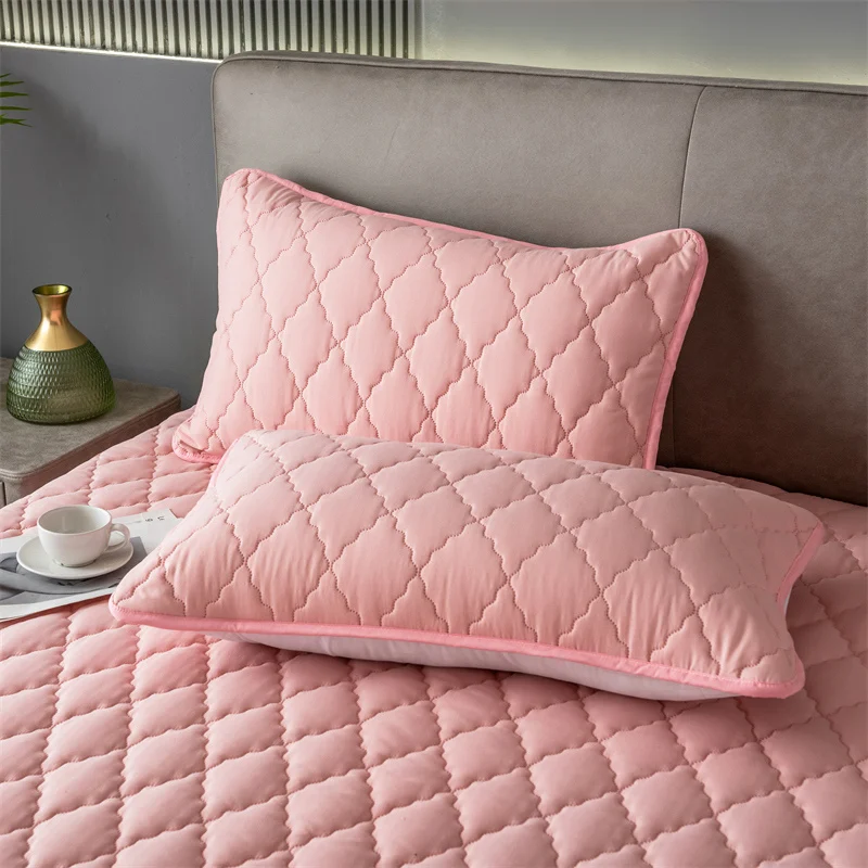 Brushed Cotton Padded Waterproof Pillowcase - Single Piece / 2-Piece Set Soft Breathable Pillow Cover for Bedroom Bed - Image 4