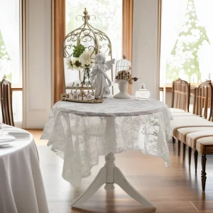 White Lace Tablecloth Vintage Embroidered Reception Table Cloth Decor Party Valentine's Day Tablecloth Rustic Wedding cover