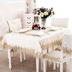 Table Cloth Table Cover Lace European Garden Elegant Embroidered Dining TableCloth Flower Peony Chair Cover Wedding Dust Cover
