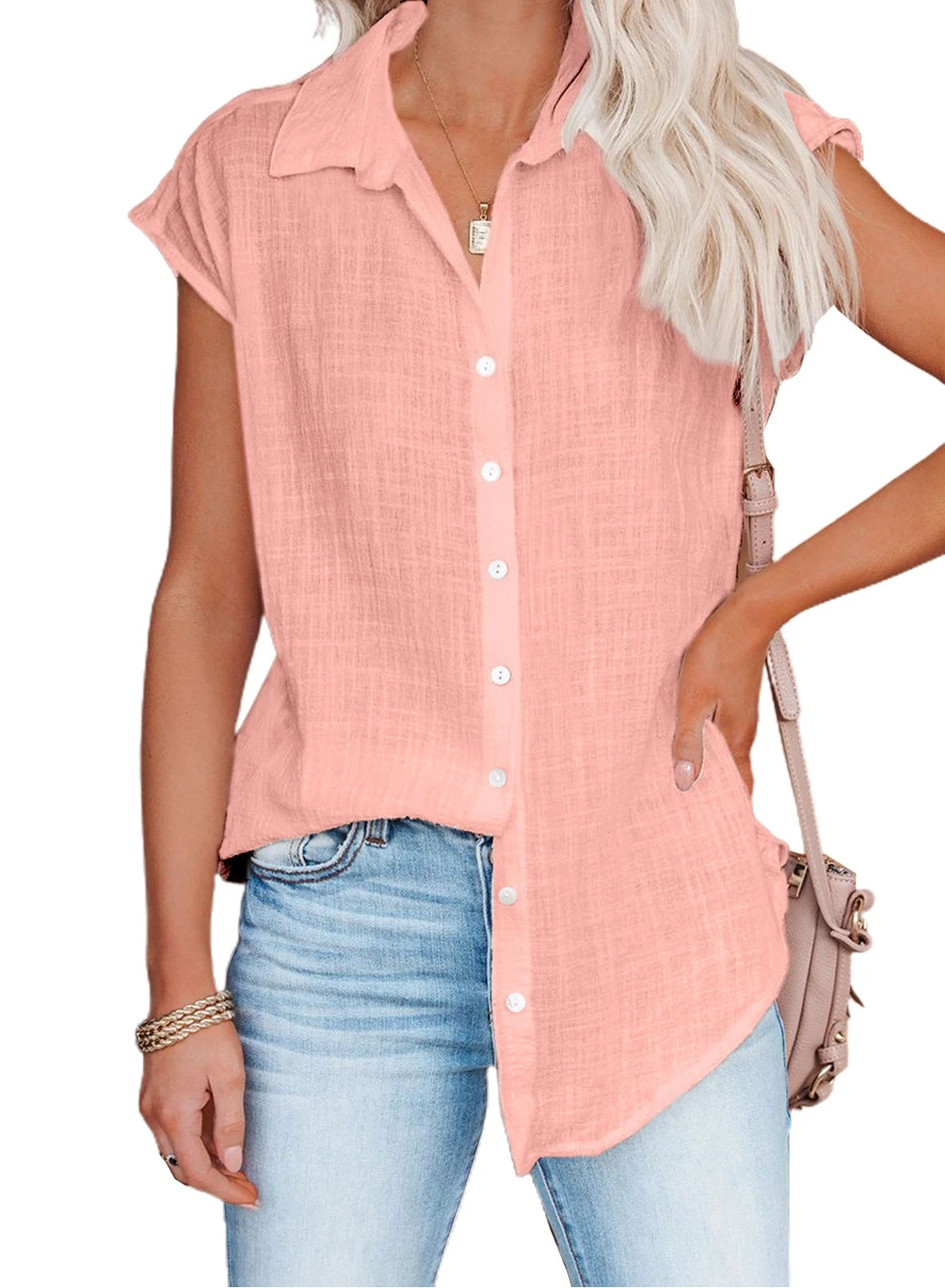 Summer Solid Cotton Linen Shirt Women's Clothing Casual Short Sleeve Tops Tee Ladies T-Shirts Blusas Thin Loose T Shirt Woman - Image 8