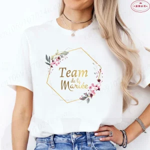 French Girls Team Future Bride T-shirt Wreath Graphic Tees Bridal Wedding Tops Single Farewell Bachelorette Party EVJF Tshirt