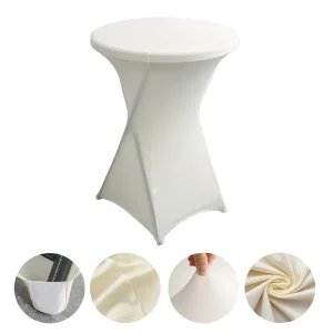 Creative Simple Style Solid Color Polyester Round Banquet Elastic Table Set Hotel Wedding Decoration Cocktail Bar Table Set