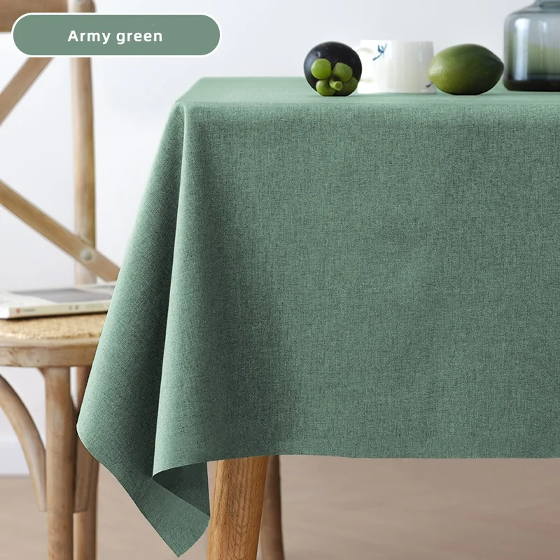 Rectangular Tablecloth Cotton And Linen Tablecloth Waterproof Oil-Proof Solid Color Cover Towel Home Dining Table Decoration - الصورة 10