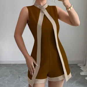 Elegant Women's Bodycon Jumpsuit, Sleeveless Backless Design, High Waist Ruched Detailing, Perfect for Parties & Events