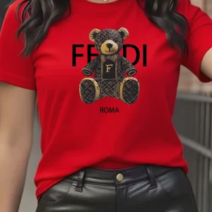 summer Graphic T-Shirt Short Sleeve Crew Neck with Soft Comfortable Spring Women's Light Blue Casual Teddy Bear