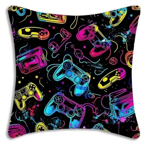 Cool game handle printed pillowcase, bedroom room decoration, game hall sofa chair cushion cover, decoration