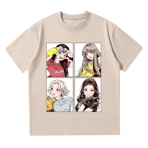 Kpop BP Jump 2025 Tees Pink Girls Band Clothing Adorable Anime Graphic T Shirts Summer High Quality Comfortable Y2K Tops