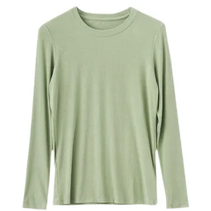SuyaDream Women Knitted T Shirt Silk Viscose Blend Long Sleeves Solid Basic Cozy Tee 2026 Spring Summer Ribs Top Pink Blue