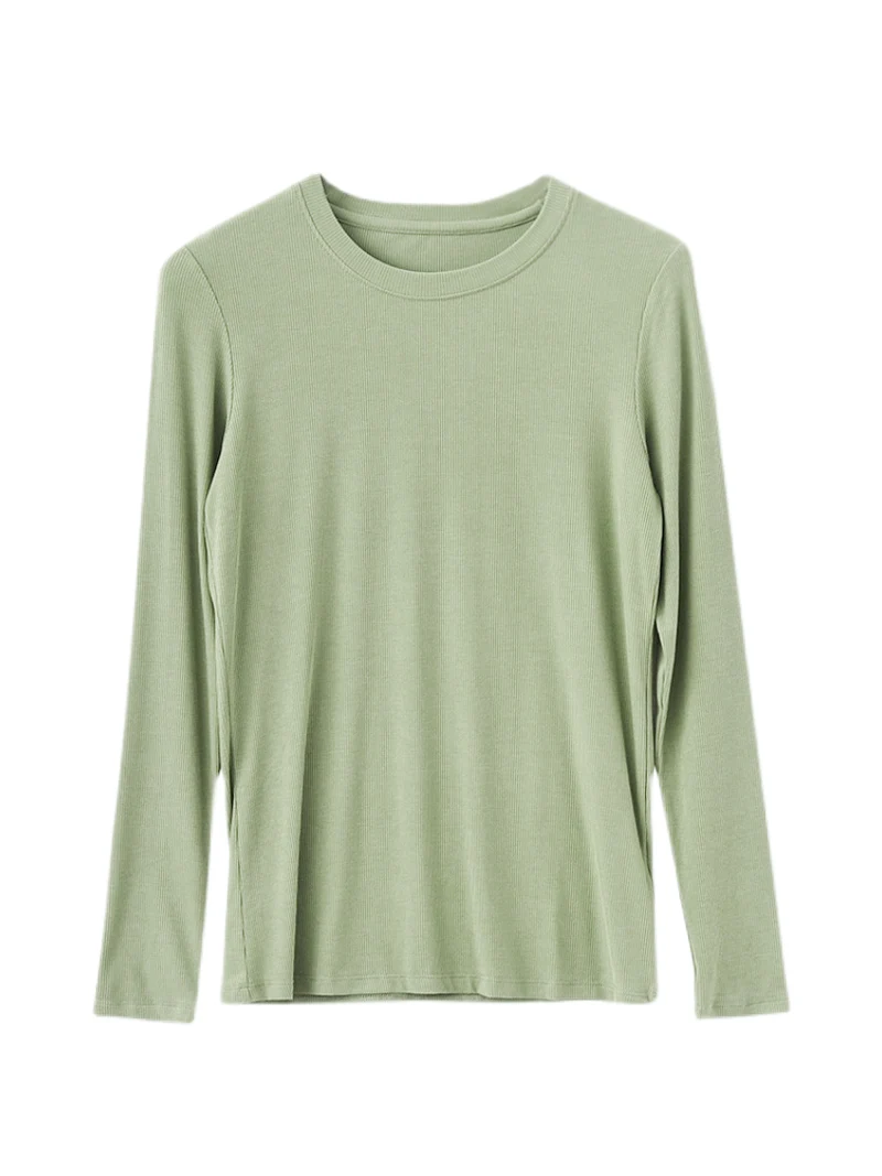SuyaDream Women Knitted T Shirt Silk Viscose Blend Long Sleeves Solid Basic Cozy Tee 2026 Spring Summer Ribs Top Pink Blue - Image 17