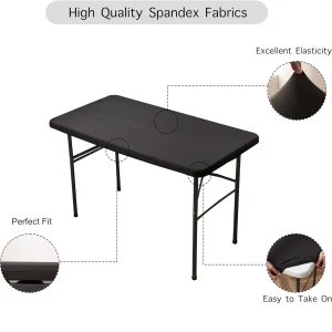 1 Pc 4/6/8ft Spandex Tablecloth Elastic Fitted Stretch Rectangular Tablecloth Washable and Wrinkle Resistant Patio Table Cover