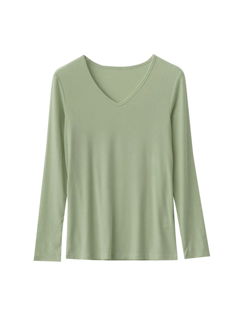 SuyaDream Women Knitted T Shirt Silk Viscose Blend Long Sleeves Solid Basic Cozy Tee 2026 Spring Summer Ribs Top Pink Blue - Image 20