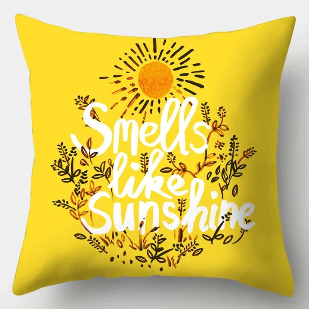 Yellow series Pillowcase 45cmX45cm Square Sofa Pillow Cover Creative Sun Flower Cushion - الصورة 7