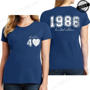 Short Sleeve T-Shirts for Women 40th Birthday Regular Sportswear Vintage 1986 40 Bday Women's Stretch Polyester Casual Creative