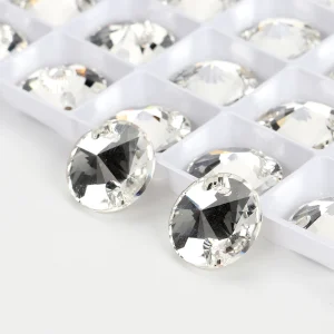 YHB Top Quality SI Color Electroplatin Glass Crystal Shape Rivoli Sewing Stones Flatback Sew-on Rhinestones For Garment Clothes