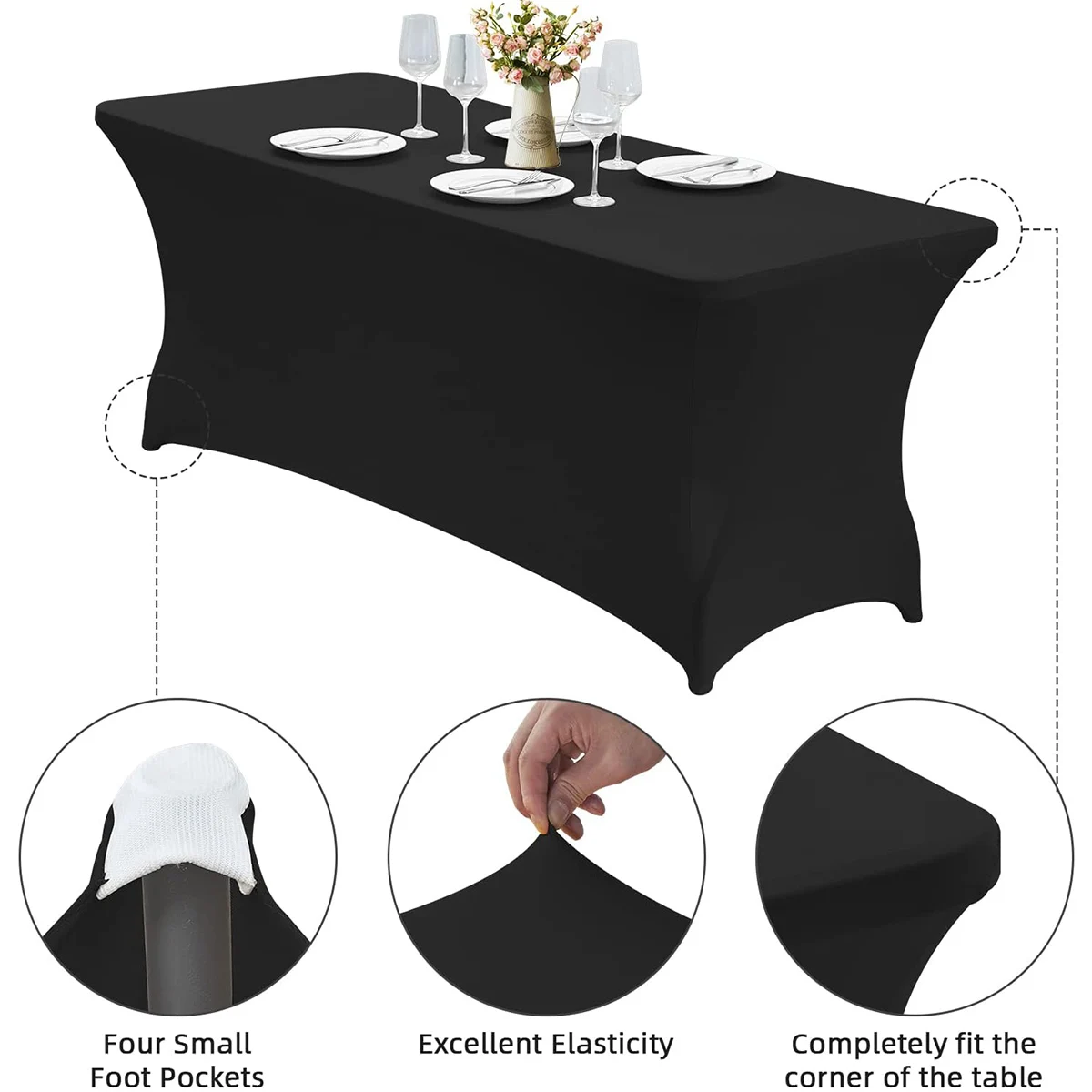Spandex Tablecloth Tight Fitted Washable and Wrinkle Resistant Stretch Rectangular Patio Table Cover for Event Wedding Parties - Image 4