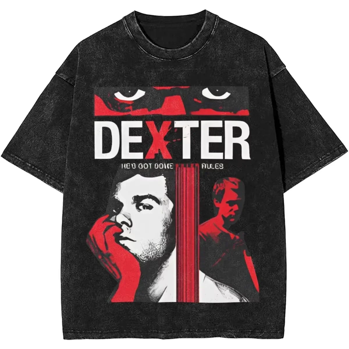 New Dexter Morgan Edition Middle Finger Retro Trendy Vintage Washed T-Shirt Summer Y2K Tops Cotton Men Women Tees Short Sleeve - Image 8