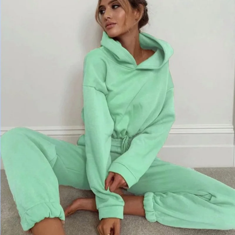 Fashion Trend Women's Wear, Long-sleeved Sports Casual Suit Waist Two-piece Set - الصورة 2